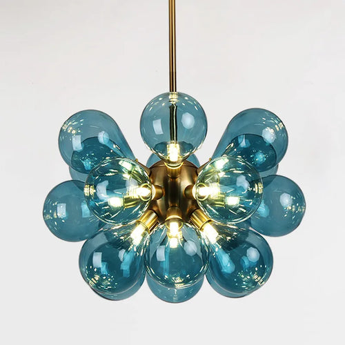 lustre nordique boule verre led décoration maison suspendu - vue 3 sur 10