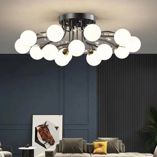lustre à led en verre bulles design moderne et élégant - vue 5 sur 18