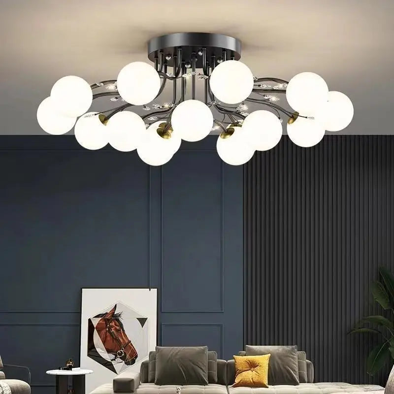 lustre à led en verre bulles design moderne et élégant - vue 5 sur 18