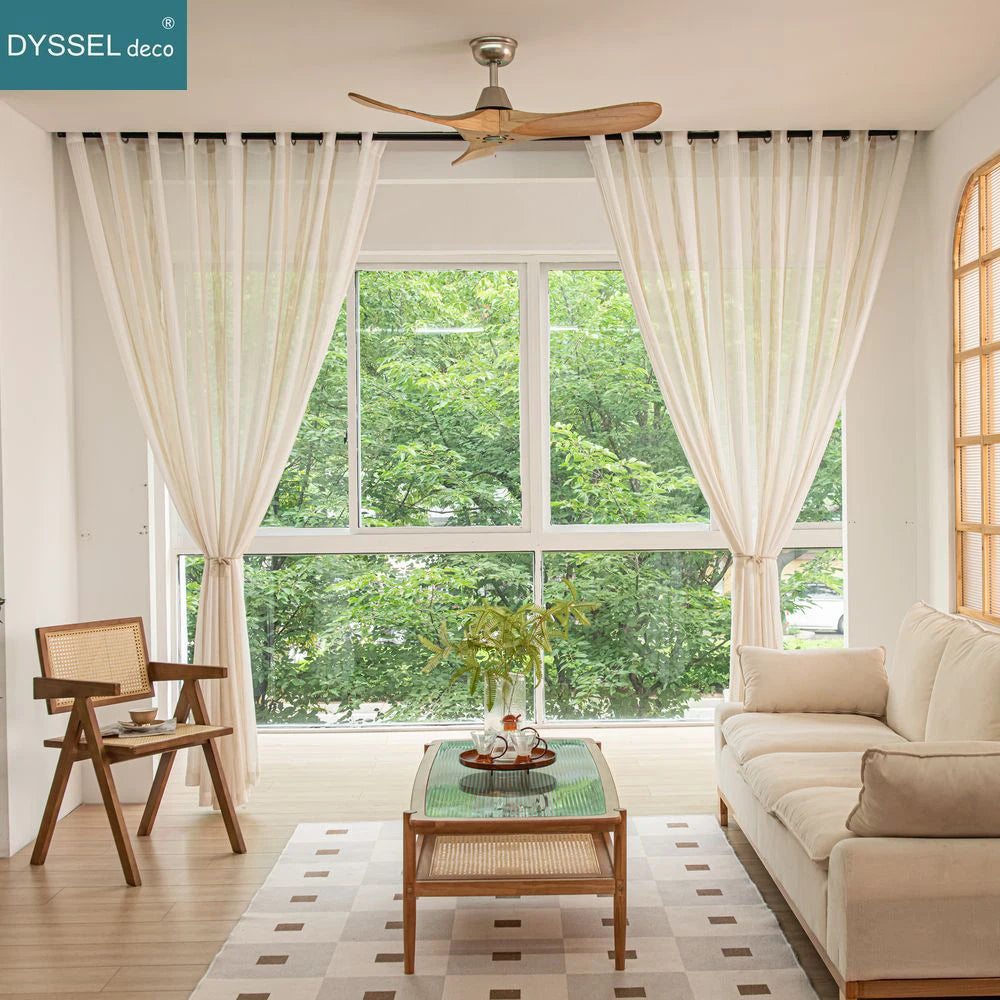 Voilage rideau rayé style moderne pour salon chambre - vue 2 sur 6