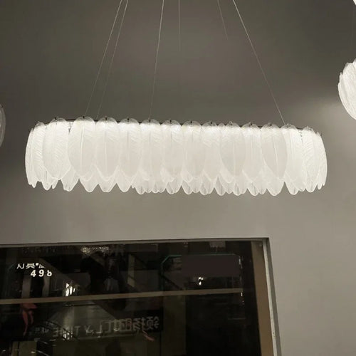 lustre led nordique en verre cristal et plumes décoratif d'intérieur - vue 3 sur 11
