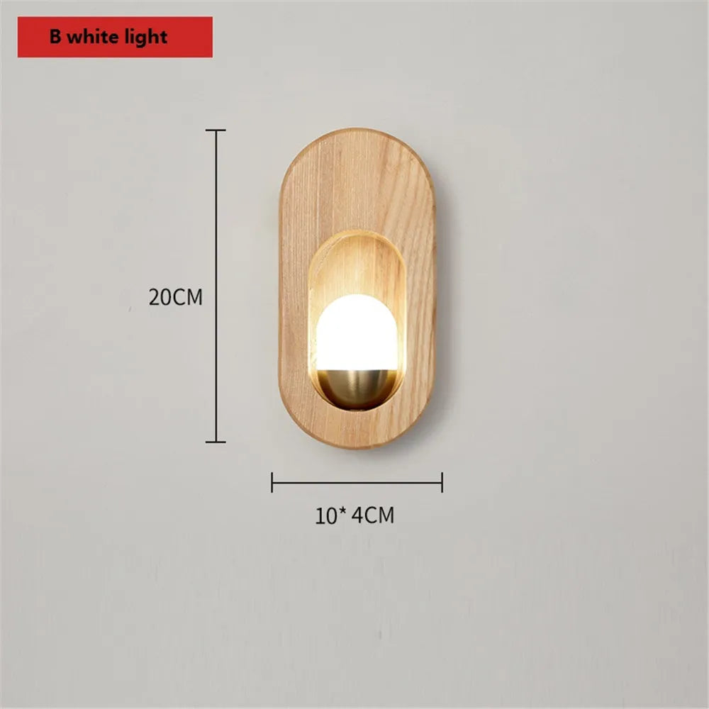 applique murale moderne nordique en bois avec led décorative - vue 9 sur 10