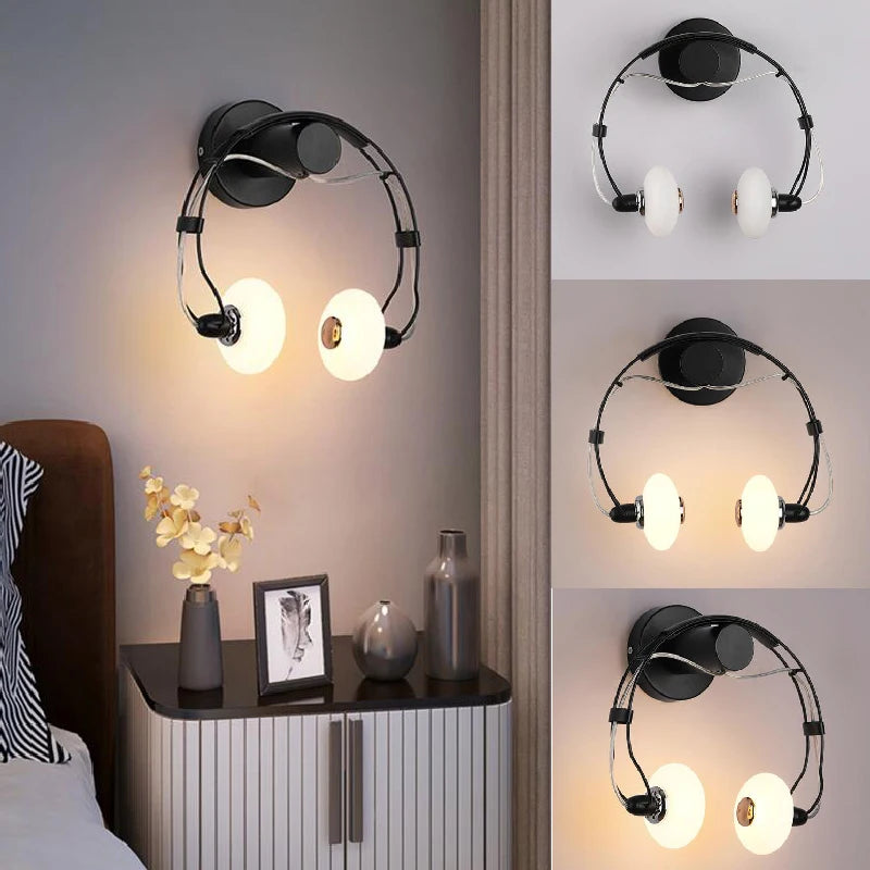 Applique murale LED créative en forme de casque audio - vue 5 sur 9