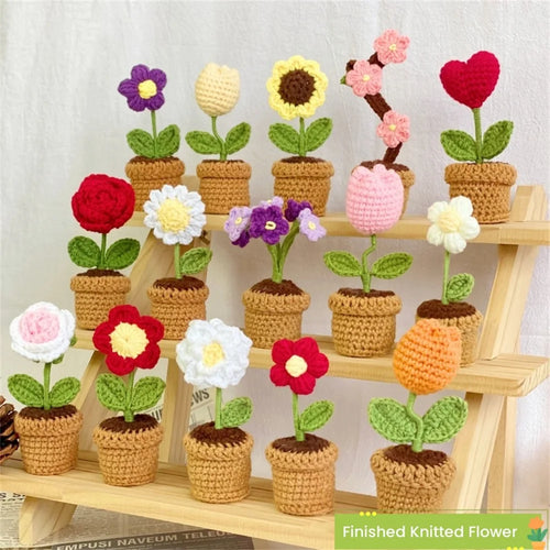 plante en pot tricotée à la main pour cadeau décoratif de saint valentin - vue 3 sur 19