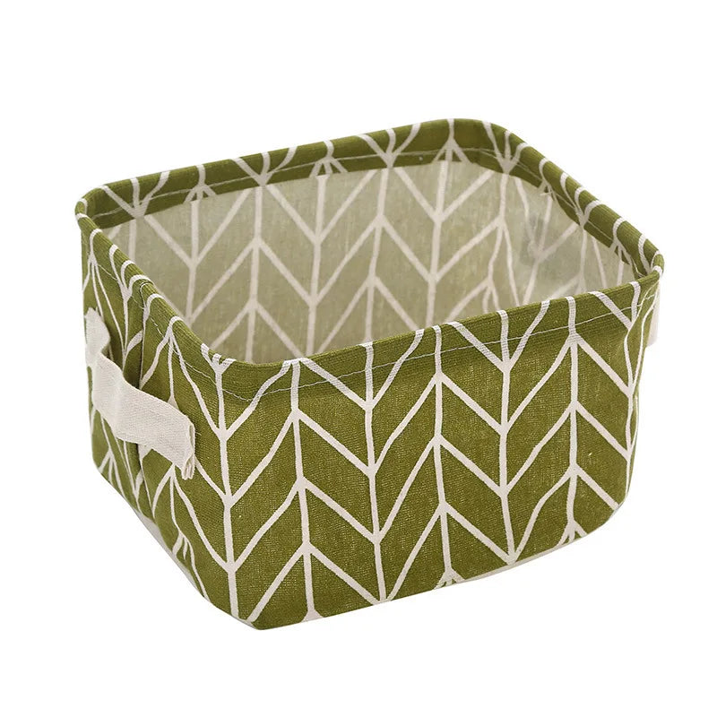 panier de rangement pliable en toile avec poignée coton et lin - vue 14 sur 22