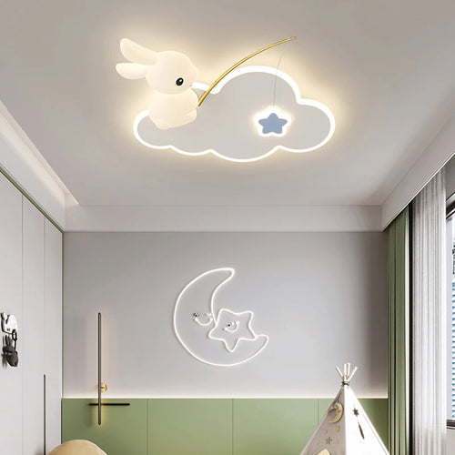 Creative Children's Room Ceiling Lamps Carrot Cloud Rabbit Ceiling Light Nursery Room School Baby Girl Bedroom Chandelier AC220V - vue 5 sur 15