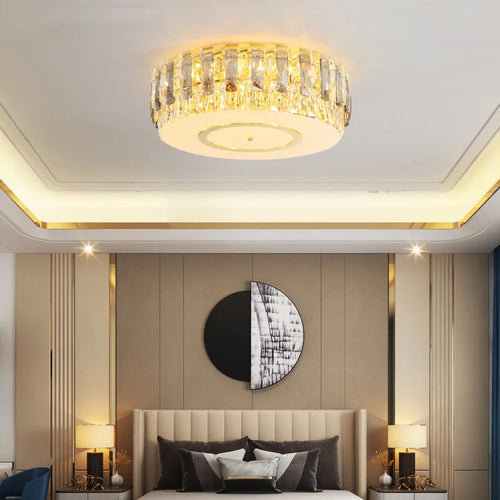 plafonnier led en verre cristal intensité réglable décoration moderne - vue 3 sur 11