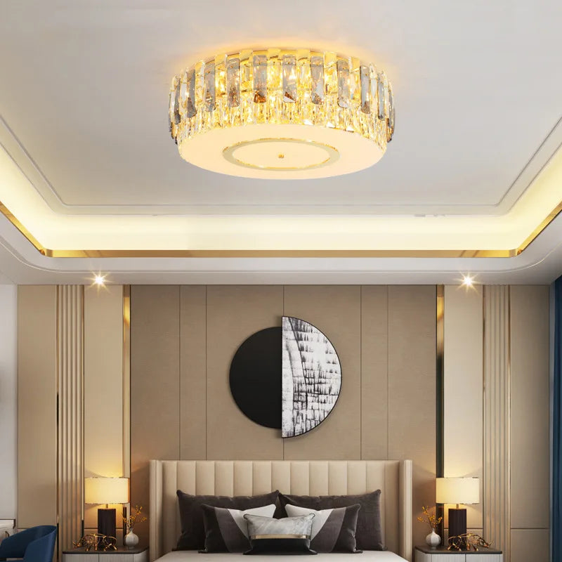 plafonnier led dimmable en verre de cristal rond moderne - vue 2 sur 11