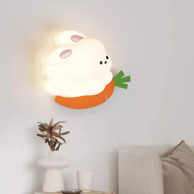 applique murale lapin radis LED pour chambre enfant - vue 2 sur 8
