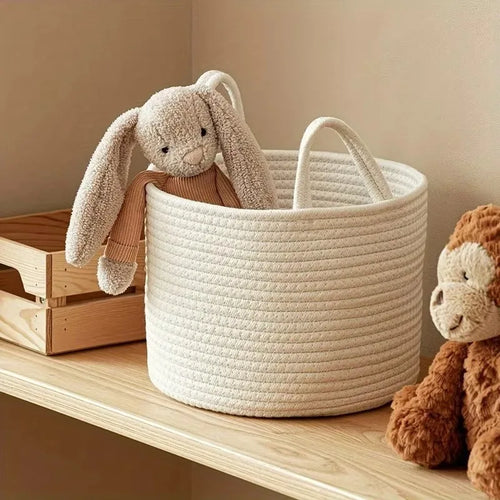 panier de rangement jouets bébé et enfant en corde de coton - vue 3 sur 6