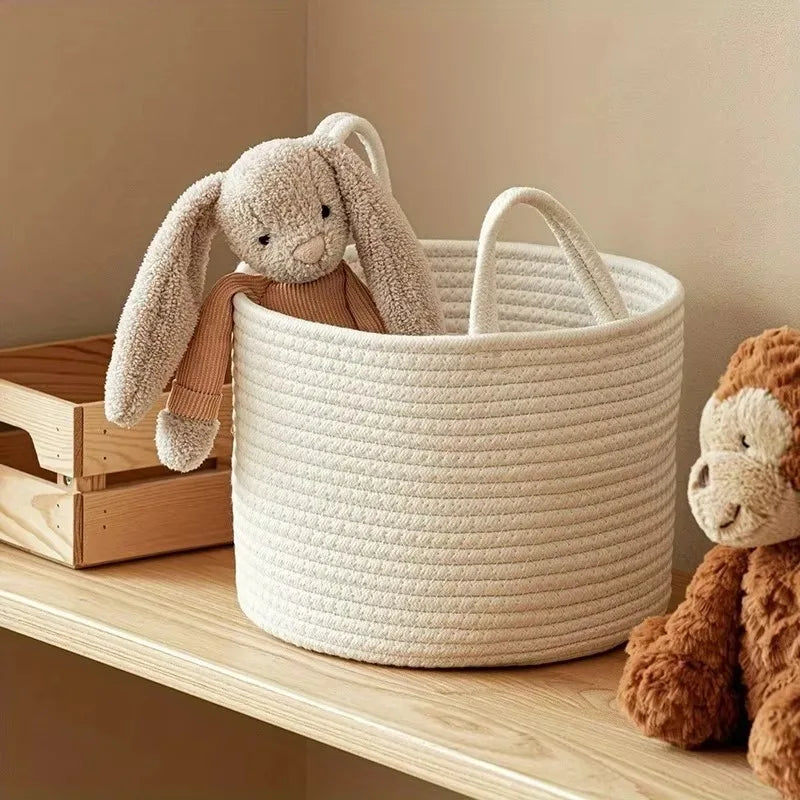 panier de rangement jouets bébé et enfant en corde de coton - vue 3 sur 6