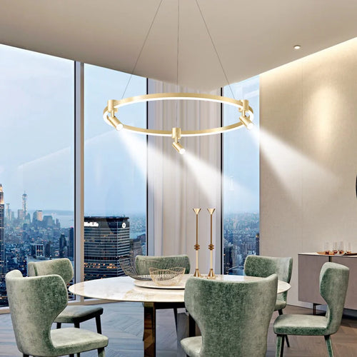 suspension moderne à anneau avec projecteurs décoratifs pour la maison - vue 3 sur 14