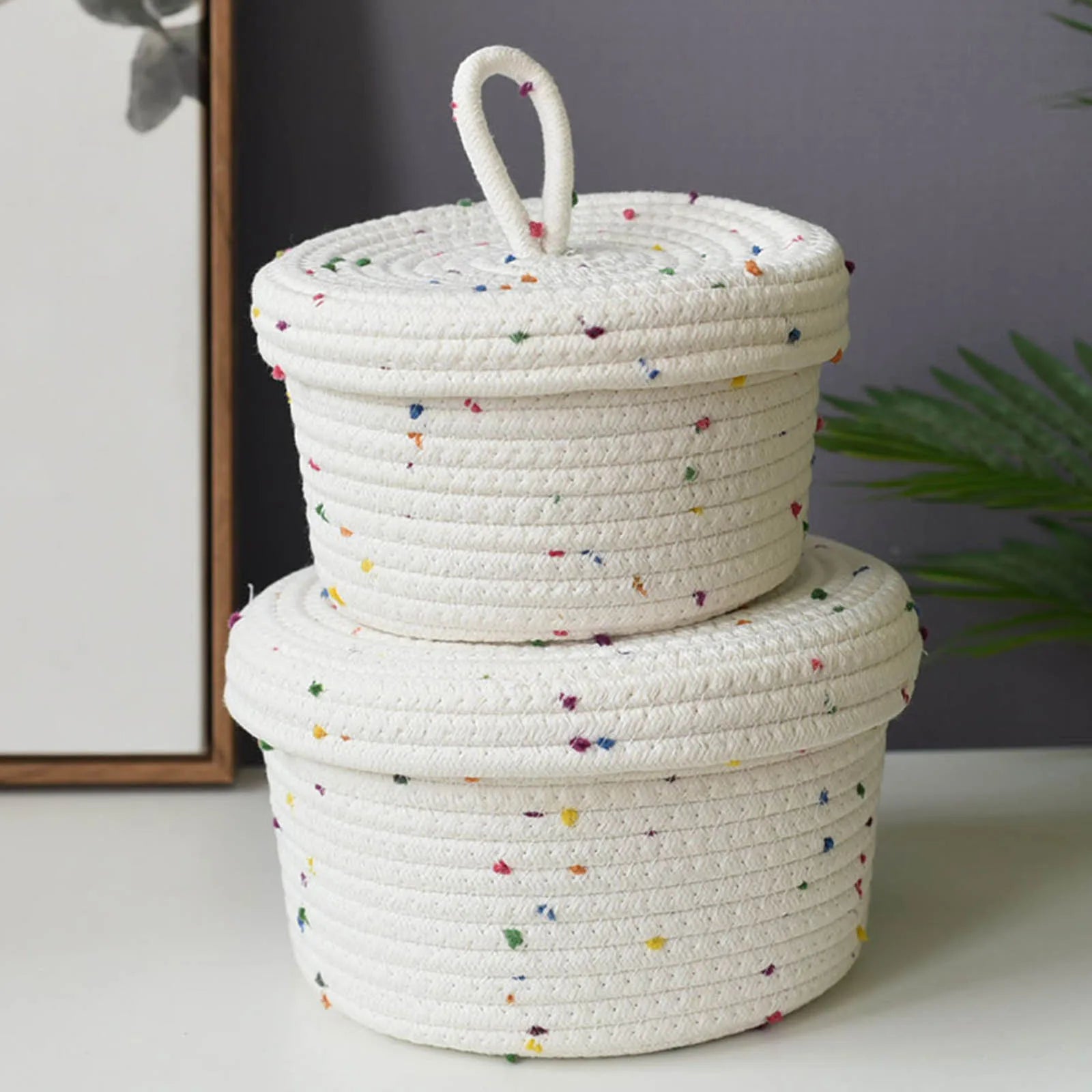 panier en coton tissé à la main pour rangement décoratif - vue 4 sur 15