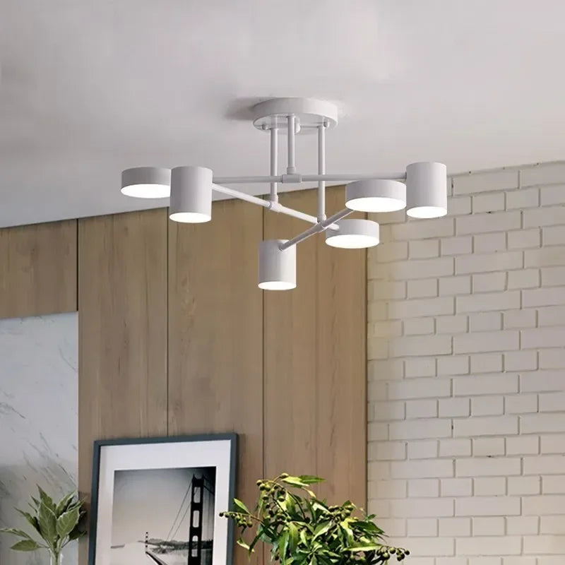 lustre led moderne semi-noir blanc or intérieur salon manger chambre - vue 3 sur 16