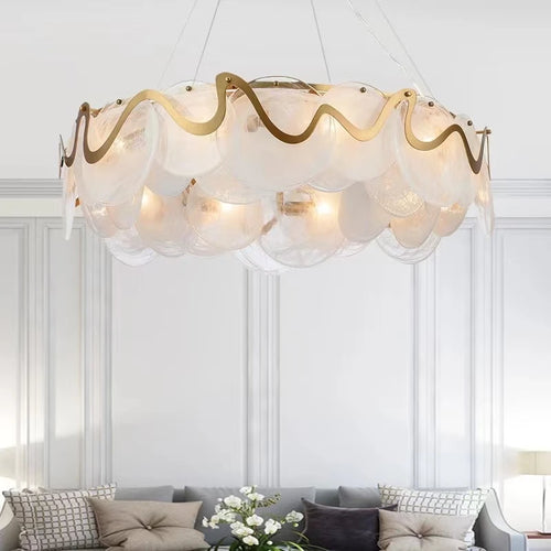 lustre moderne en verre doré pour décoration élégante - vue 3 sur 12