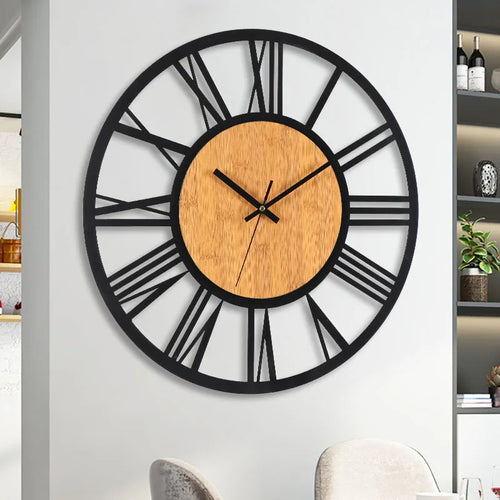 grande horloge murale 3d nordique rétro chiffres romains décorative silencieuse - vue 6 sur 7