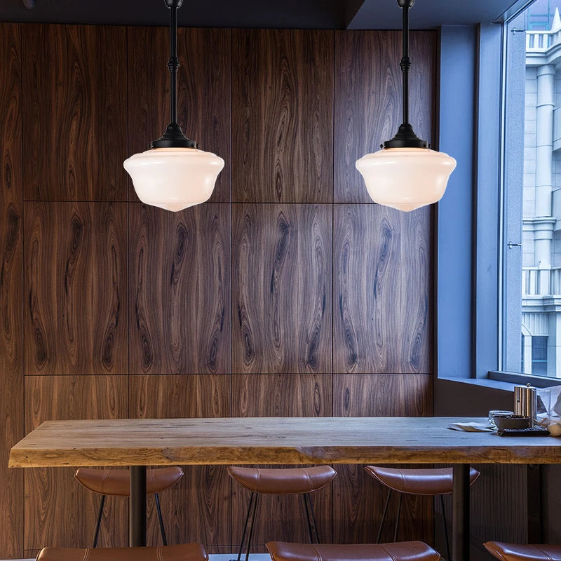 Plafonnier Vintage pour chambre à coucher cuisine salle d'étude lumière en verre noir lampe suspendue industrielle lampes de loft intérieur nordique - vue 6 sur 10