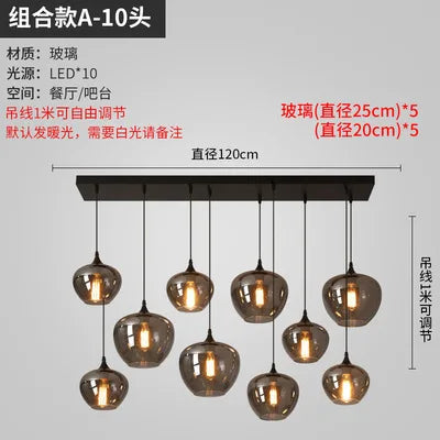 lustre nordique en verre pour éclairage moderne de restaurant et café - vue 17 sur 22