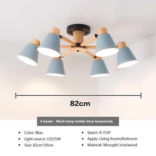 lustre nordique en bois massif éclairage moderne pour hôtel et restaurant - vue 17 sur 20