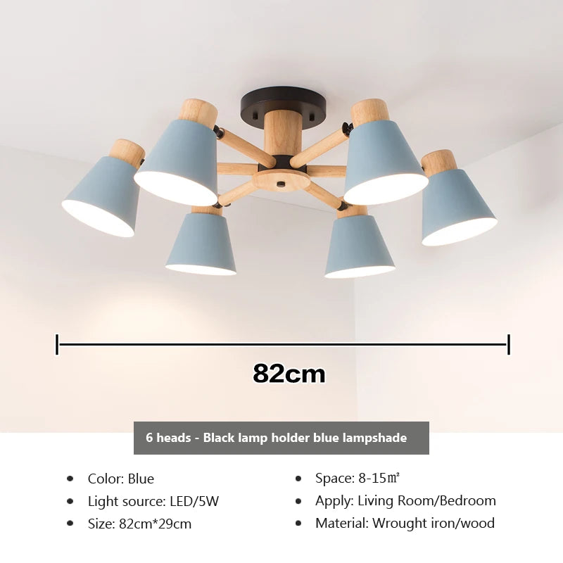 lustre nordique en bois massif éclairage moderne pour hôtel et restaurant - vue 17 sur 20