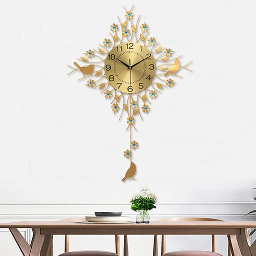 horloge murale à pendule design européen en métal unique - vue 2 sur 19