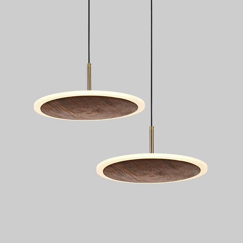 lustre minimaliste en bois massif noyer noir style européen - vue 4 sur 9