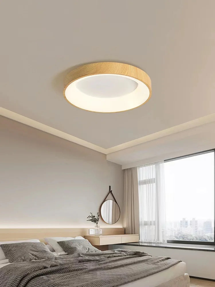 plafonnier chinois Ultra-mince rond en Grain de bois - vue 5 sur 16
