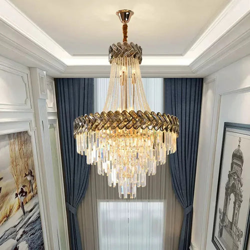 lustre led en cristal design moderne pour villa duplex - vue 4 sur 14