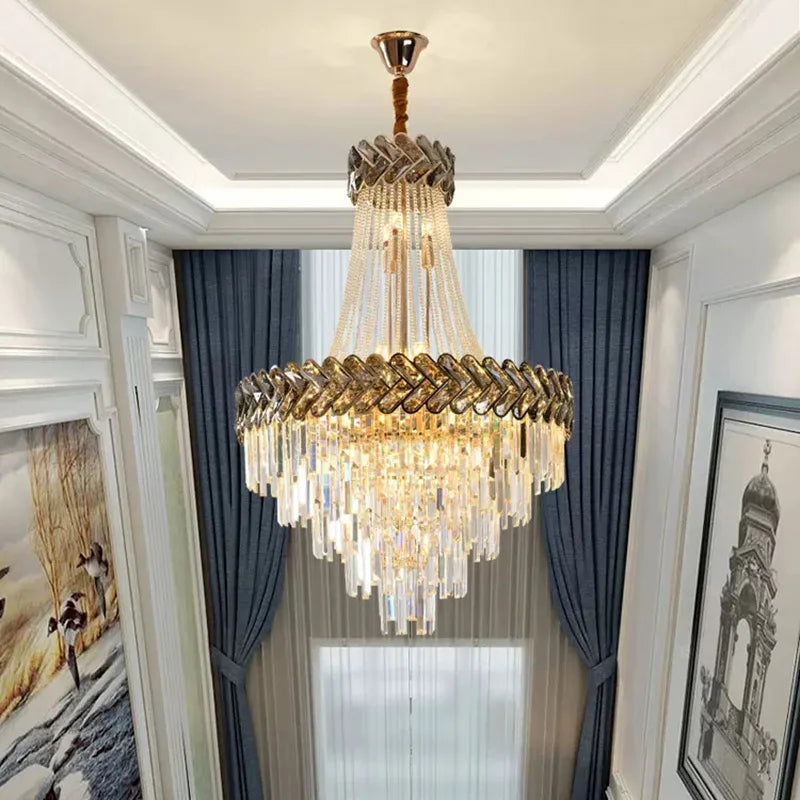 lustre led en cristal design moderne pour villa duplex - vue 3 sur 14