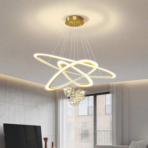 suspension moderne led anneaux design pour intérieur - vue 4 sur 10