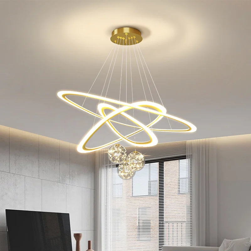 suspension moderne led anneaux design pour intérieur - vue 3 sur 10