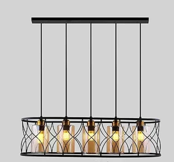 Loft Industrial Style Hexagonal Iron Art Dining Room Chandelier Retro Living Room Bedroom Lamp Bar Edison Creative Lamps - vue 6 sur 16