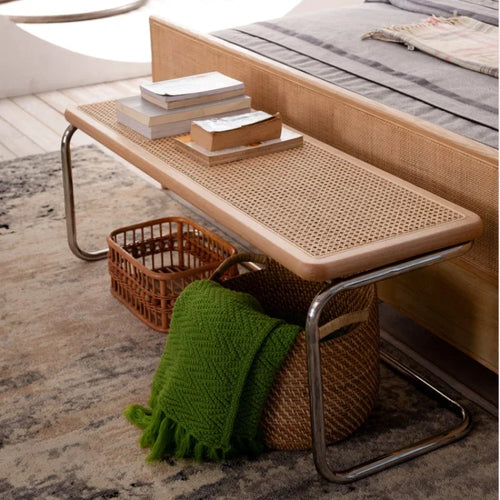 tabouret à chaussures en rotin nordique créatif et polyvalent - vue 2 sur 8