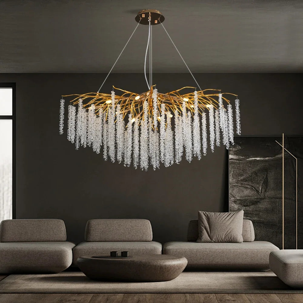 lustre suspendu en verre cristal design moderne pour décoration intérieure - vue 4 sur 10