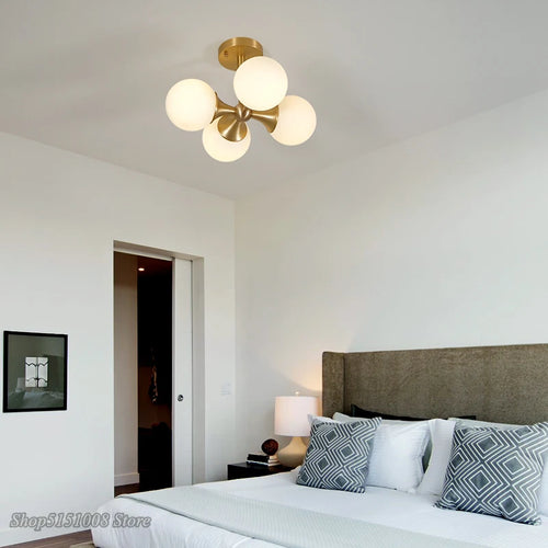 Plafond moderne à LEDs lumières nordique créatif boule de verre Led plafonniers salon cuisine haricot magique chambre garniture luminaires - vue 5 sur 5