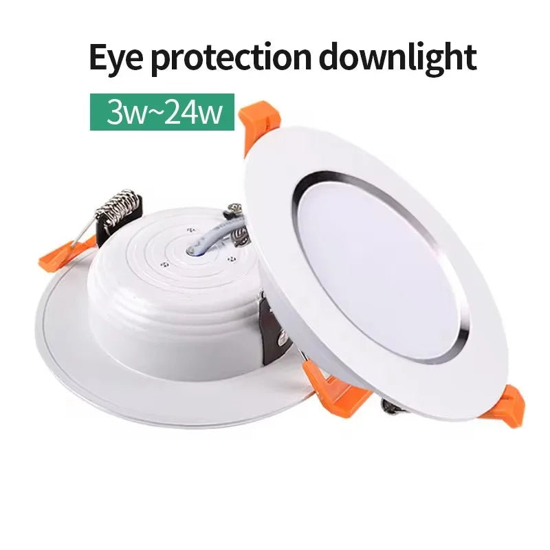 Luz descendente LED empotrada en el techo, lámpara blanca fría y cálida AC220V 3 colores de atenuación, 5W 7W 9W12W 15W 18W 24W - vue 4 sur 9
