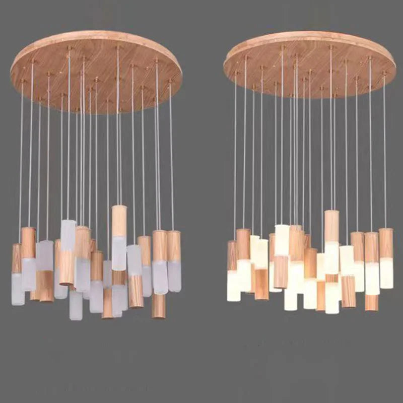 lustre en bois moderne pour éclairage intérieur design - vue 4 sur 14