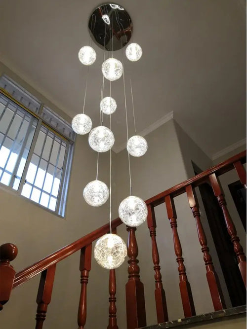 suspension boule de verre pour éclairage moderne escalier - vue 7 sur 7