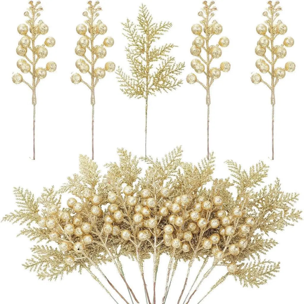 lot de 5 décorations de noël paillettes fleurs artificielles pour nouvel an 2025 - vue 12 sur 13