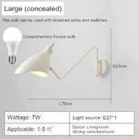 applique murale réglable à bras long design créatif LED