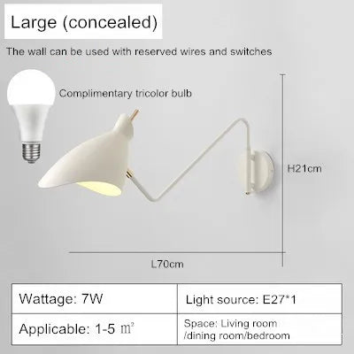 applique murale réglable à bras long design créatif LED