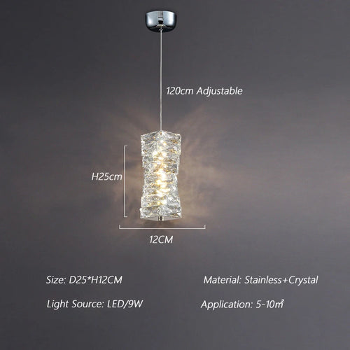 suspension nordique moderne en acier inoxydable et cristal décoratif - vue 16 sur 18