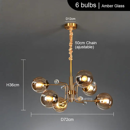 lustre led moderne 10 globes - vue 9 sur 18