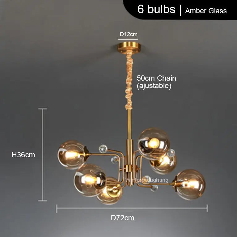 lustre led moderne 10 globes - vue 8 sur 18