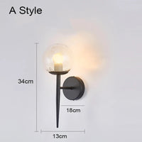 Applique murale boule de LED nordique appliques murales boule de verre nordique pour escaliers couloir chambre lampe de chevet E27 appliques murales d'intérieur lumières