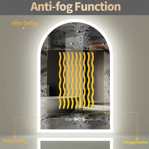 miroir LED arqué intelligent avec affichage température et heure antibuée - vue 4 sur 7