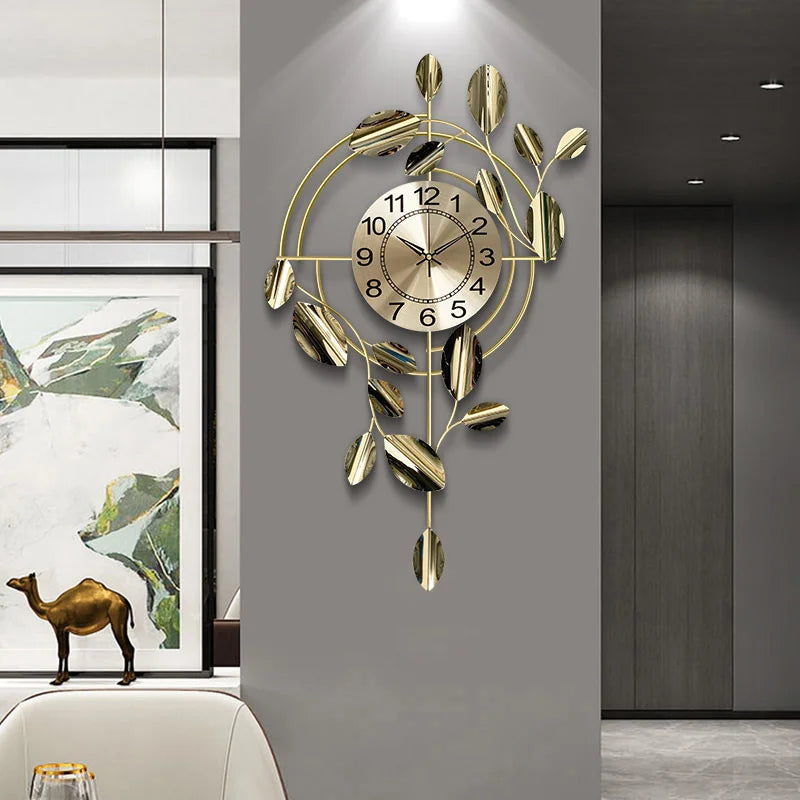 horloge murale en métal doré design nordique luxe silencieuse à balayage - vue 7 sur 7