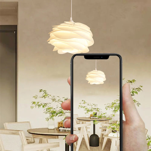 lustre nordique suspendu pétales en pvc avec ampoule offerte - vue 7 sur 12