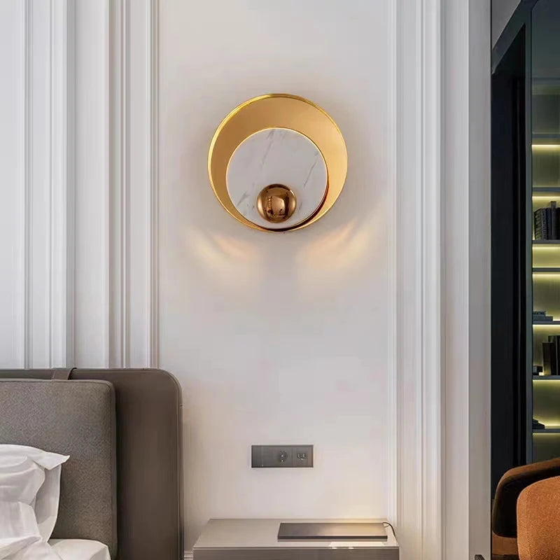 applique murale led en métal et marbre design nordique - vue 3 sur 8