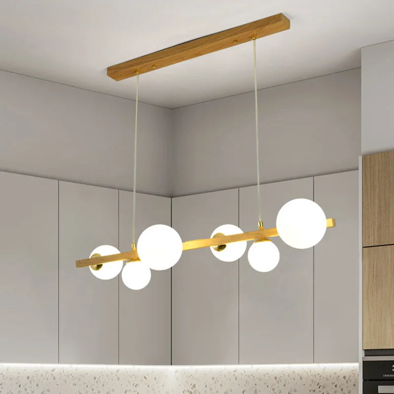 lustre abat-jour en verre suspension décor maison luminaire - vue 6 sur 10